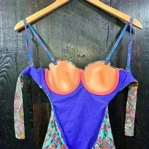 MAAJI One Piece Tie Scoop Back Pineapple Bird Swimsuit Women Small (Retail $178) - Picture 9 of 14